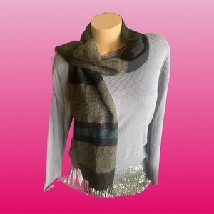 Steve Madden Striped Dark Shimmer Fringe Scarf